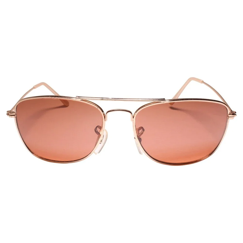 Classic True Vintage 80s 90s Gold & Brown Lens Rectangle Square Sunglasses